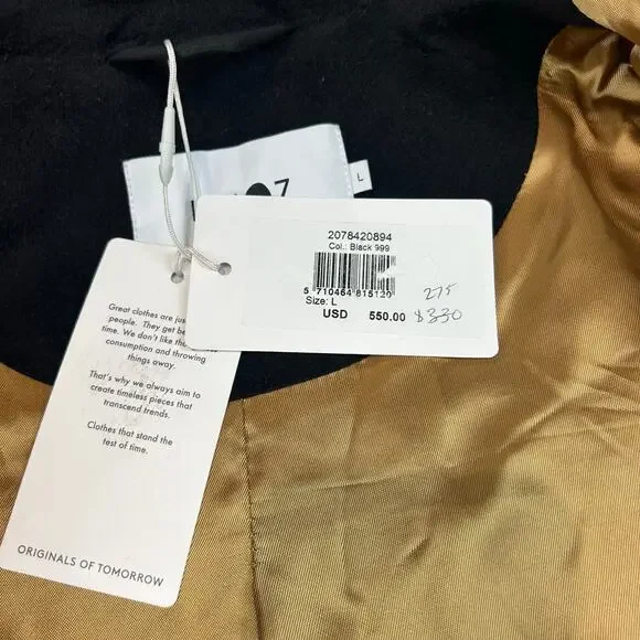 NN07 No Nationality Black Jacket NWT Large Gold Zipper $550 Premium Menswear